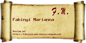 Fabinyi Marianna névjegykártya
